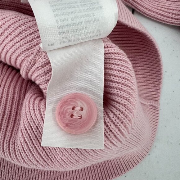 COS XS Pink Ribbed Cotton Cardigan Sweater Crop V-Neck Knit Minimalist - Picture 9 of 14